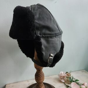Vintage 50s North King Trapper Hat Size‎ L Ear Flaps Sheepskin Hunting Cap